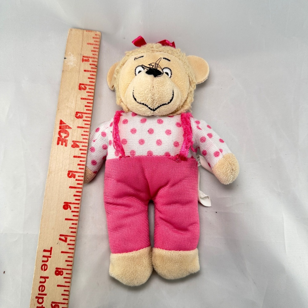 The Berenstain Bears Sister Bear Plush 8" Pink Polka Dot Shirt Overalls PBS Kids - Picture 8 of 9